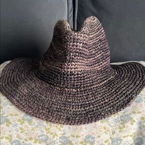 TNA Brown Woven Raffia Sun Hat